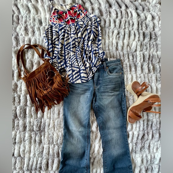 Tribal Print Top by Lucky Brand size Medium - Picture 6 of 9